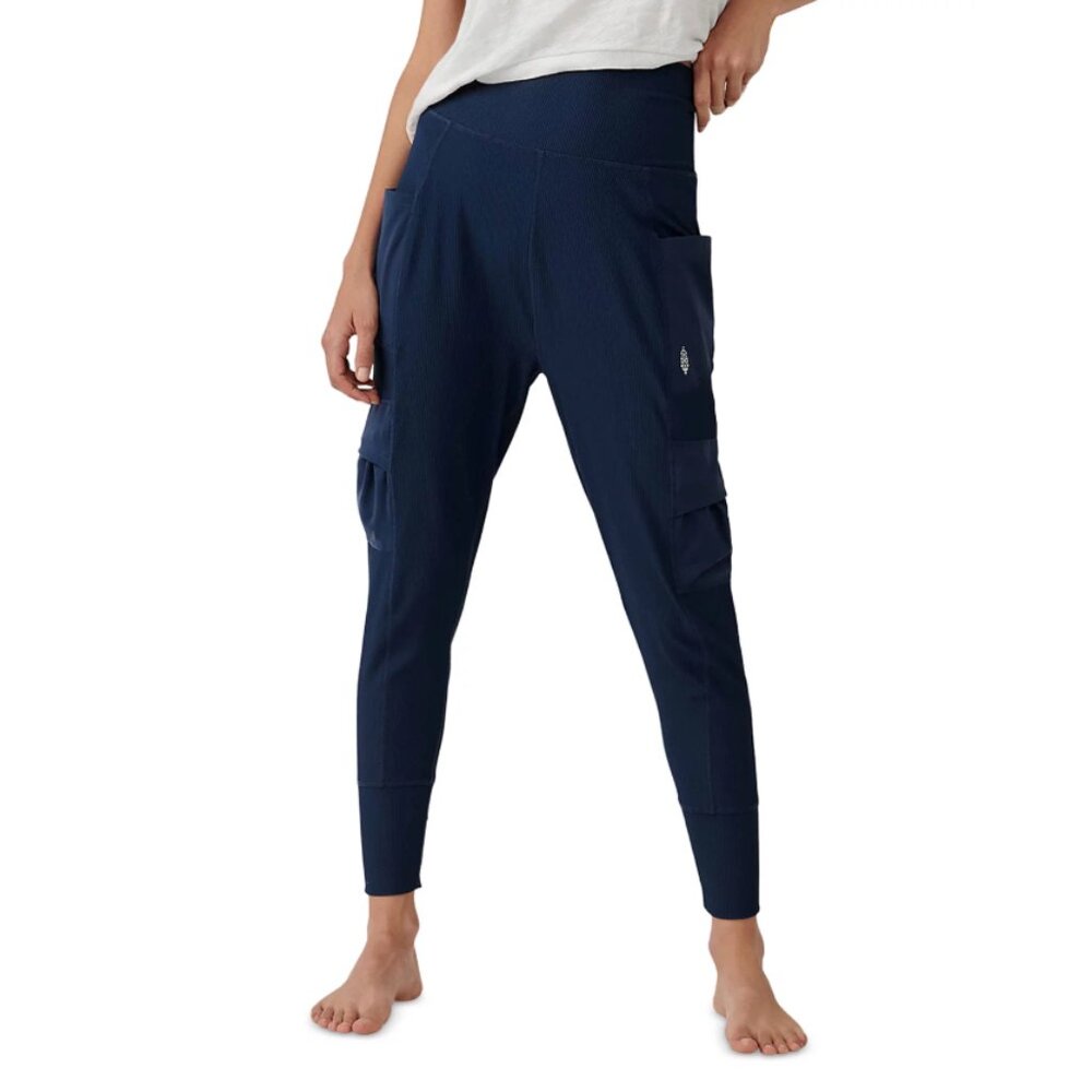 Free People FP Movement Take a Hike Ribbed Harem Pant Black M